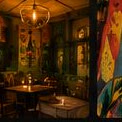 Warm restaurant interior